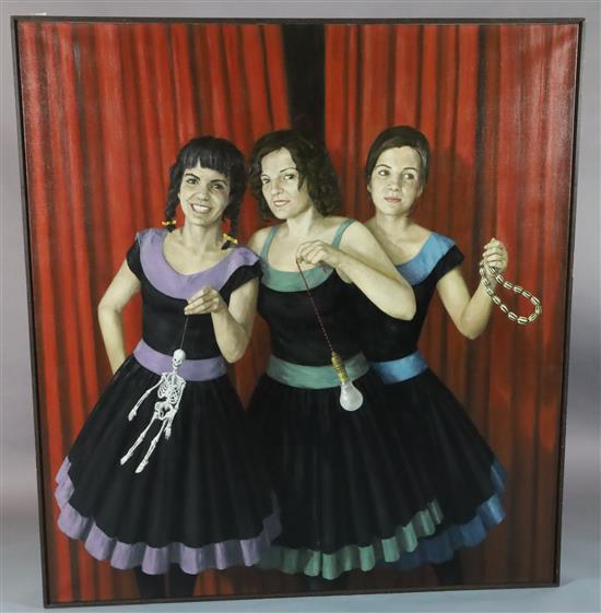 § Chris Stevens (1956-) Girls playing with toys 61 x 56in.